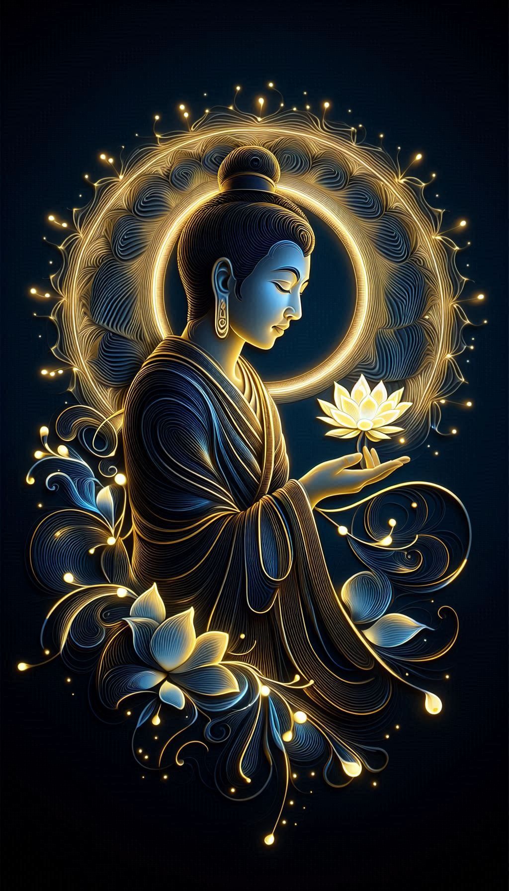 Buddha holding a lotus flower