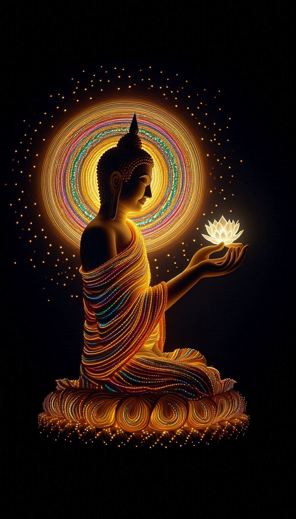 Buddha holding a lotus in glow