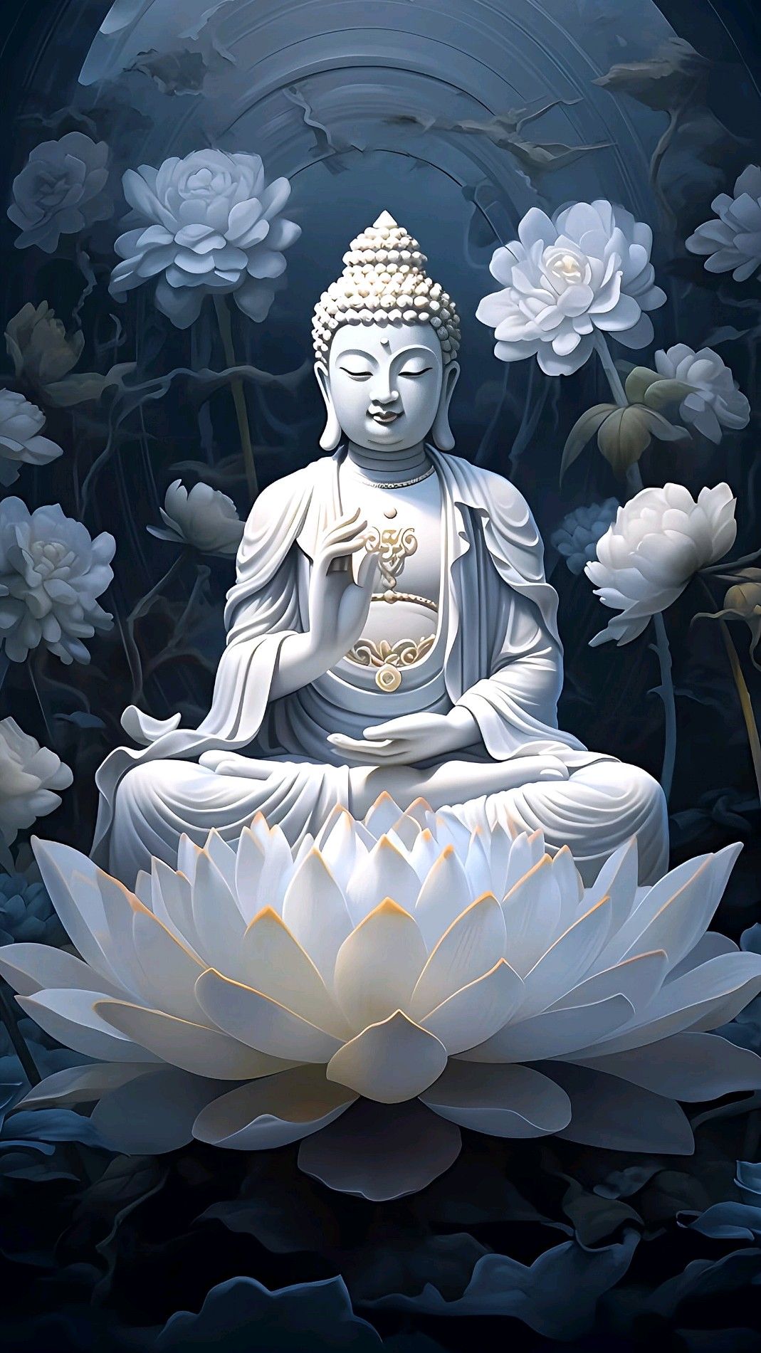 Buddha meditating on a lotus flower