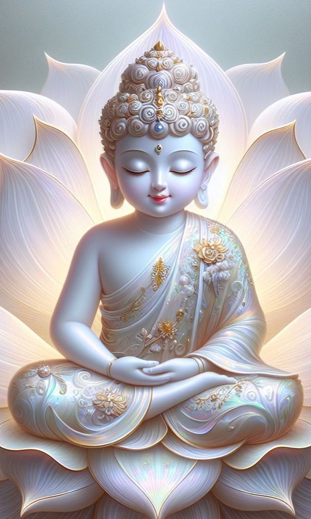 Buddha meditating within a lotus flower