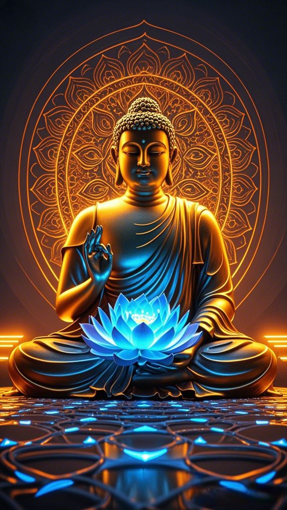 Buddha meditating on a lotus flower