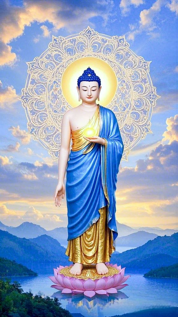 Buddha meditating on a lotus flower