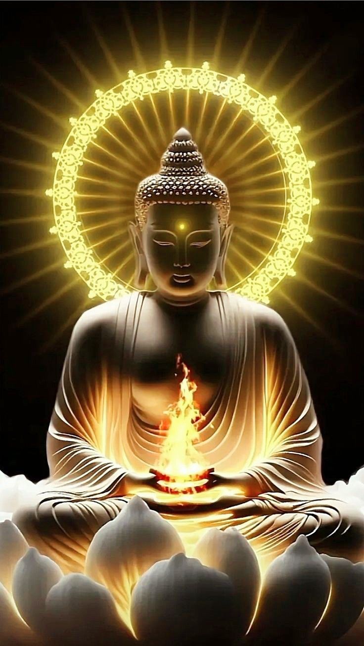 Buddha meditating on lotus flower