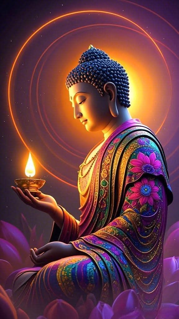Buddha holding a flame of wisdom