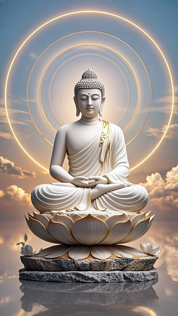 Buddha meditating on a lotus flower