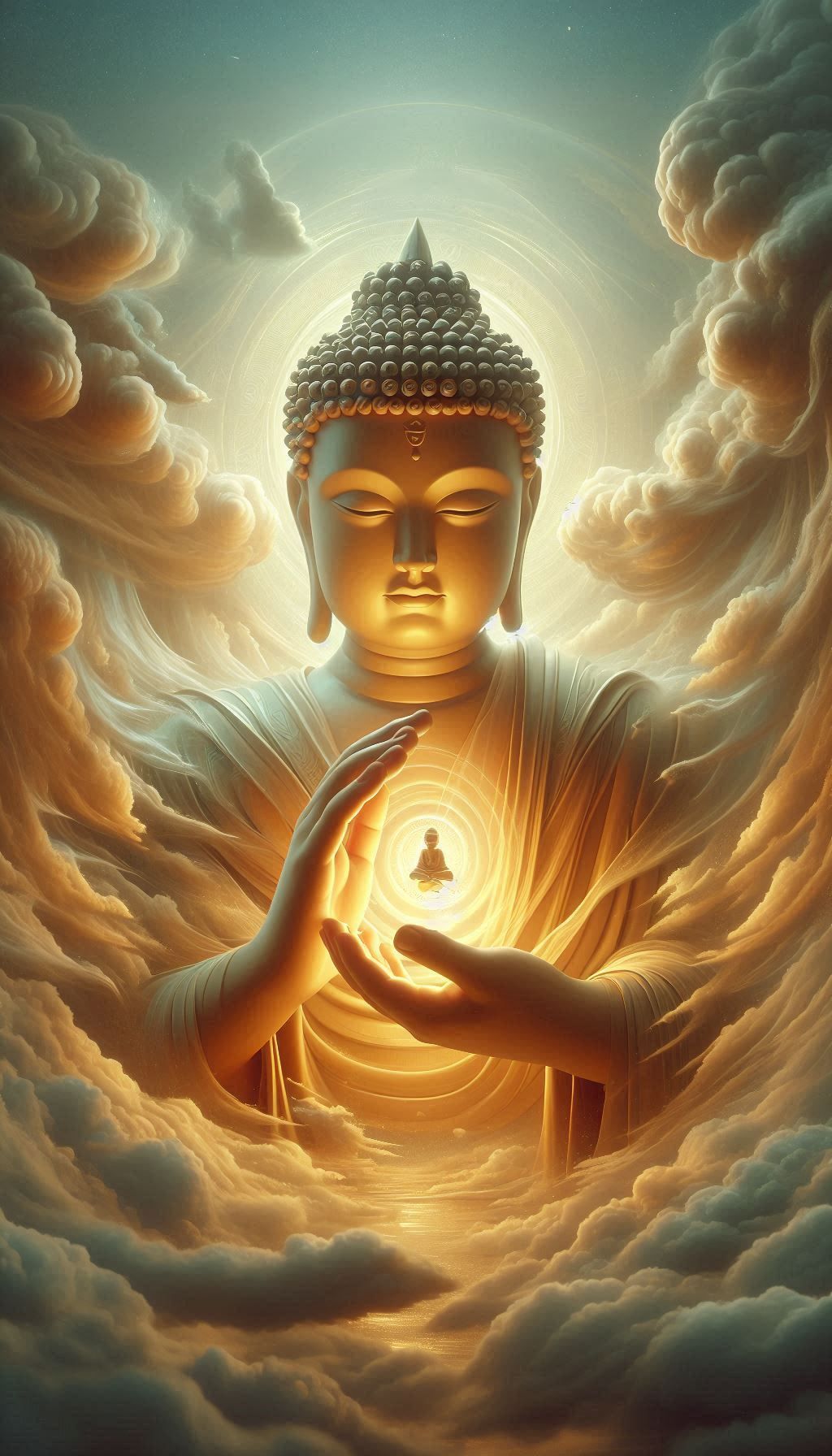 Buddha holding light in his hands