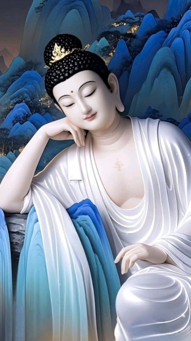 Buddha meditating in a peaceful setting