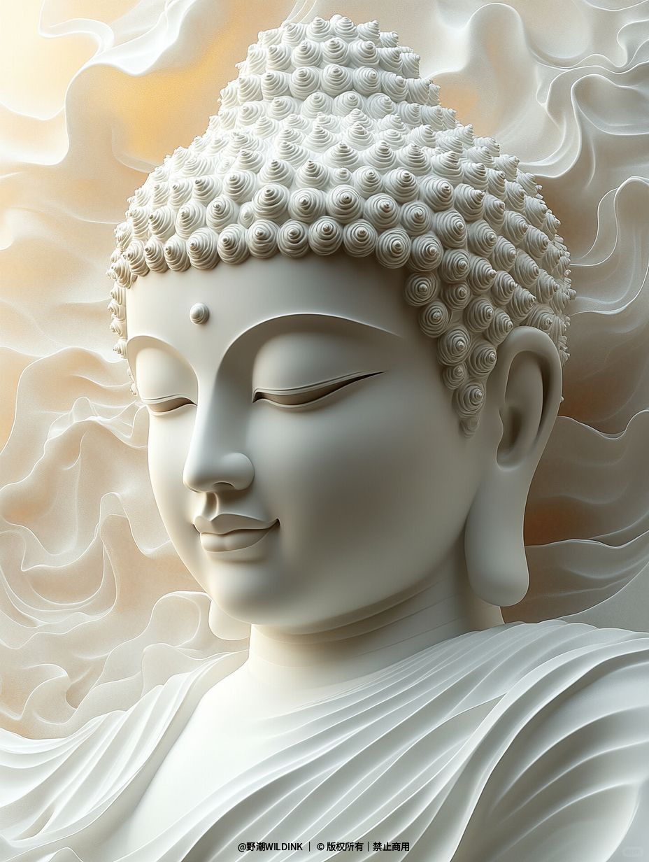 Serene Buddha face with closed eyes