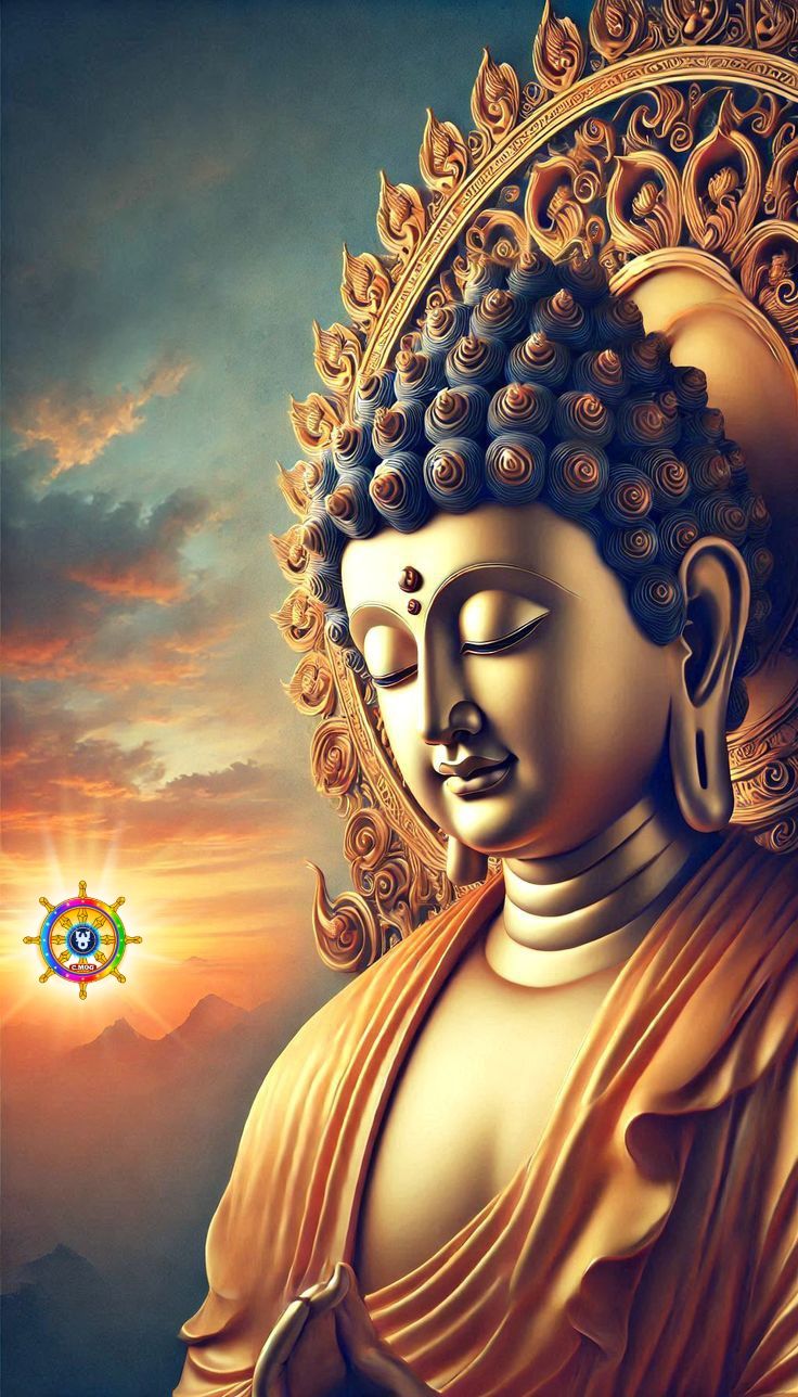 Serene Buddha portrait in golden light