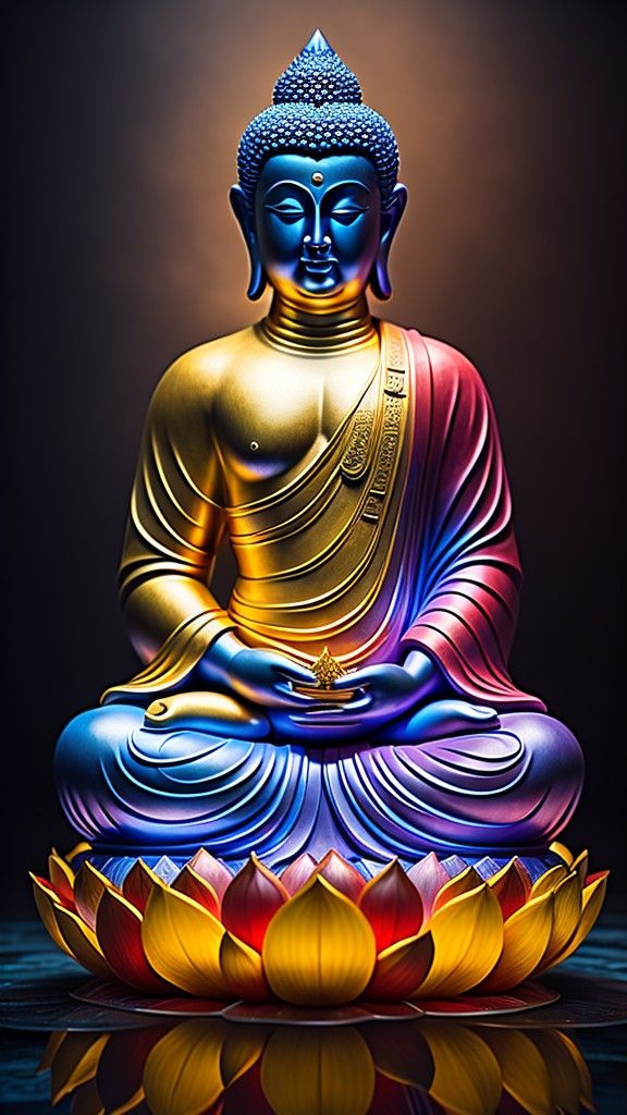 Buddha meditating on a lotus flower