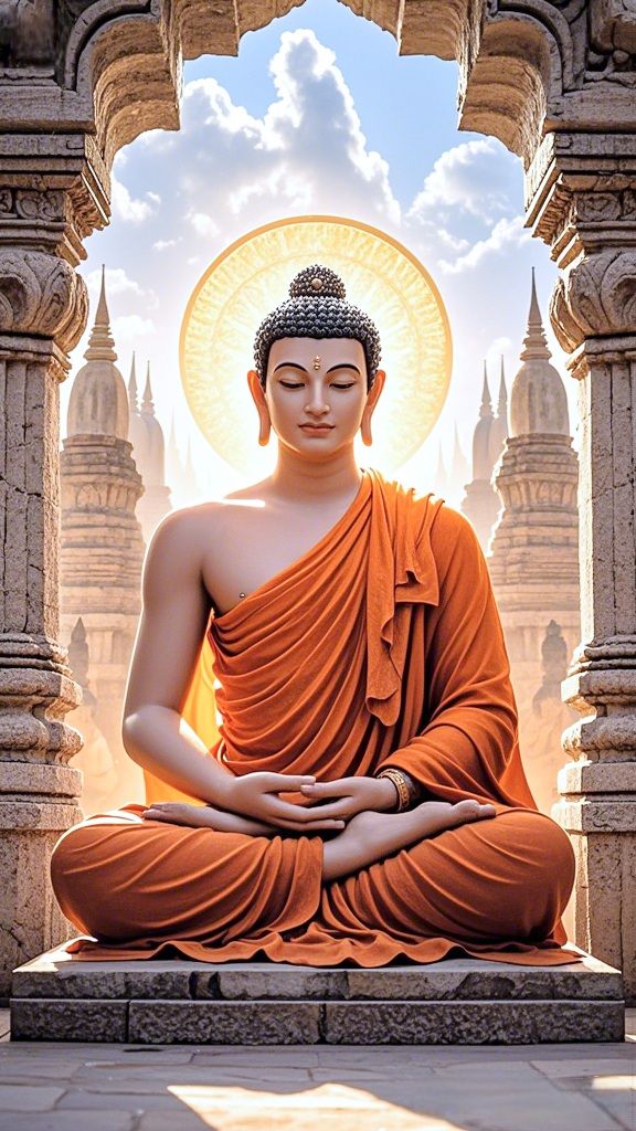 Buddha in meditative pose at temple