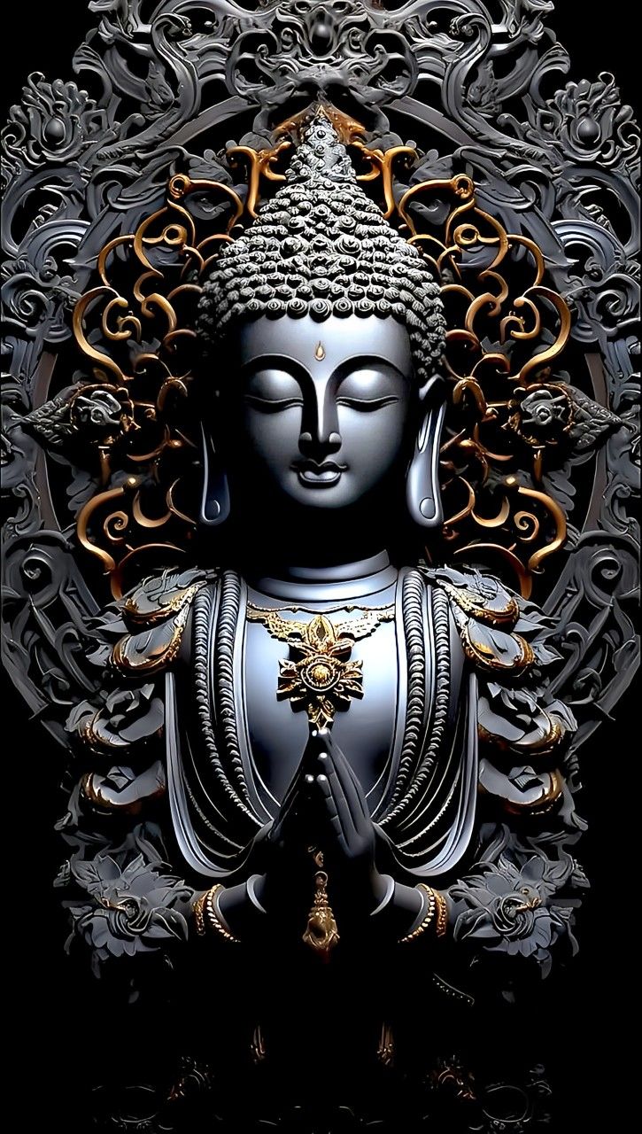 Buddha meditating with prayerful hands