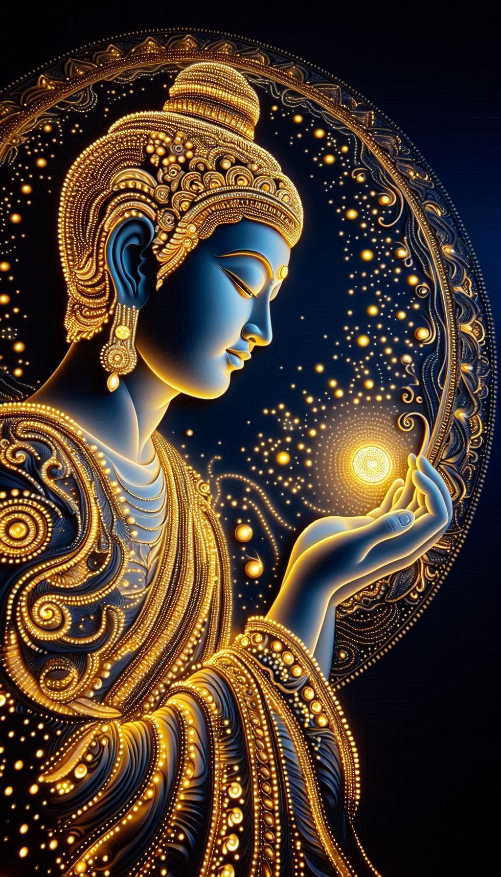 Buddha holding a radiant orb of light