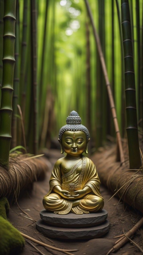Buddha statue in bamboo forest