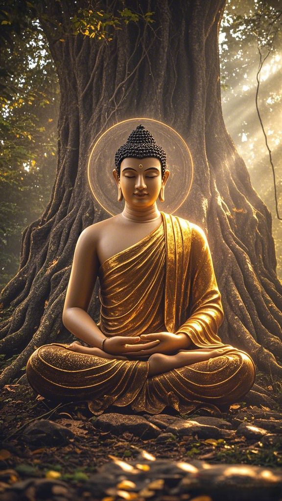 Buddha meditating beneath a tree