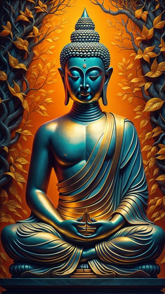 Buddha in meditative pose with lotus