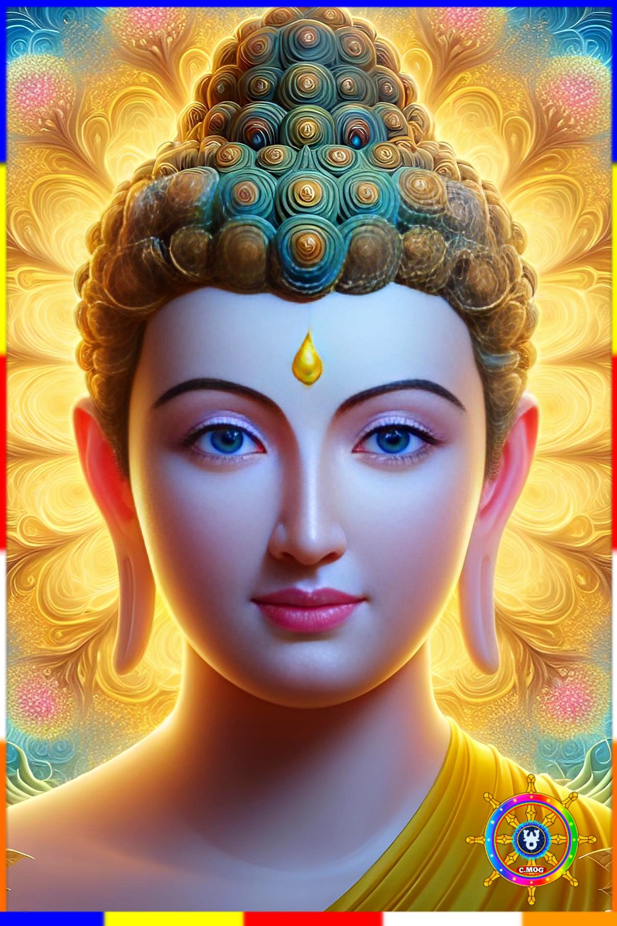 Peaceful Buddha portrait radiating serenity