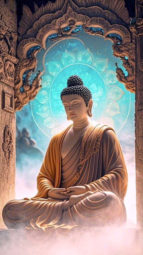 Buddha meditating in lotus position