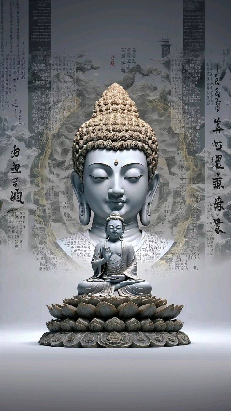 Buddha meditating on a lotus flower