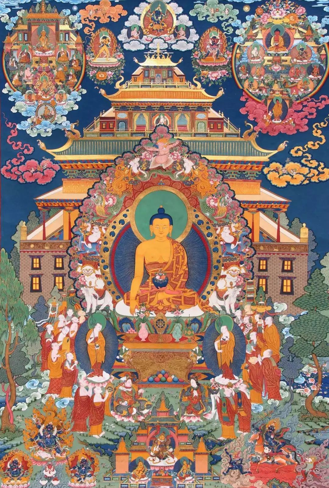 Buddha thangka painting vibrant spiritual art
