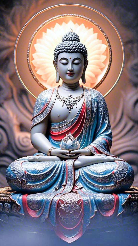 Buddha meditating on a lotus flower