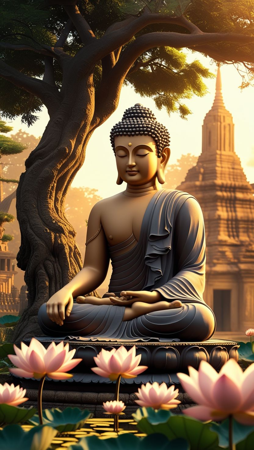 Buddha meditating beneath a tree
