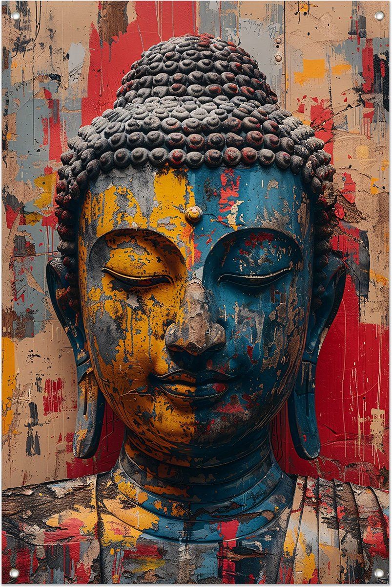 Colorful abstract Buddha head portrait