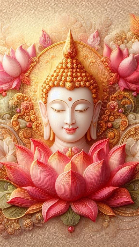 Buddha surrounded by lotus flowers