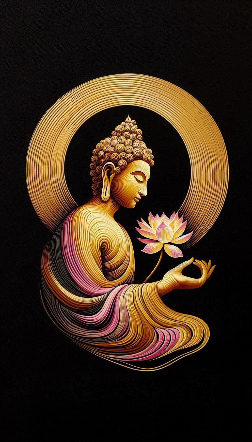 Buddha holding a lotus in golden light