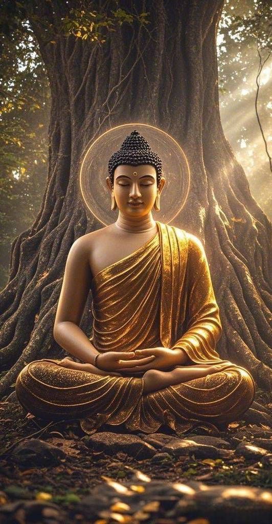 Buddha meditating beneath Bodhi tree
