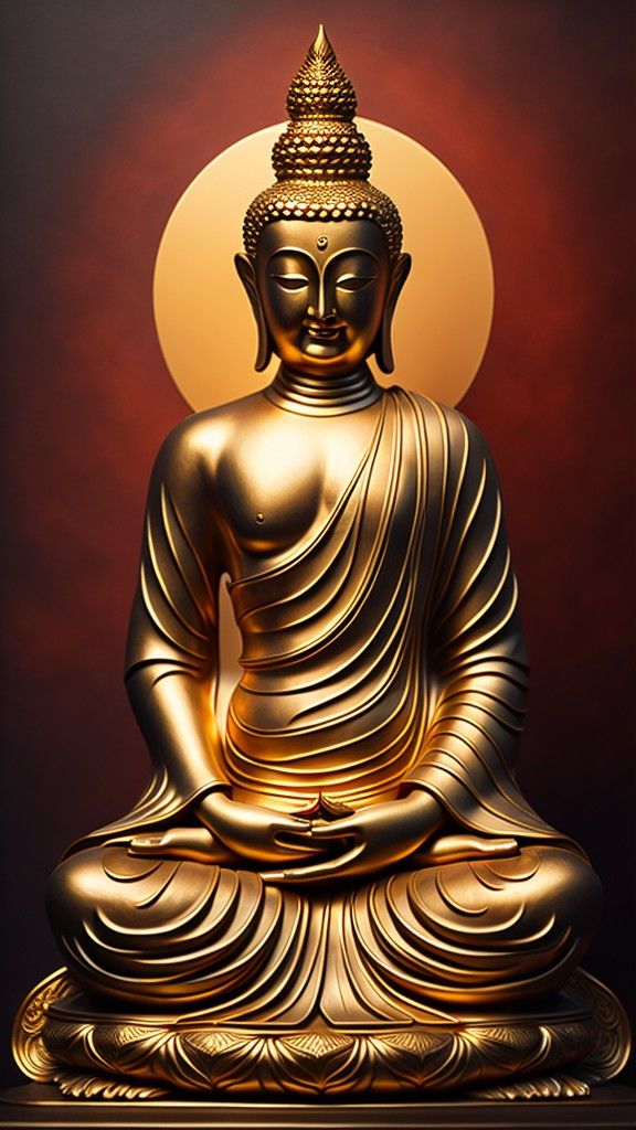 Golden Buddha statue in meditative pose