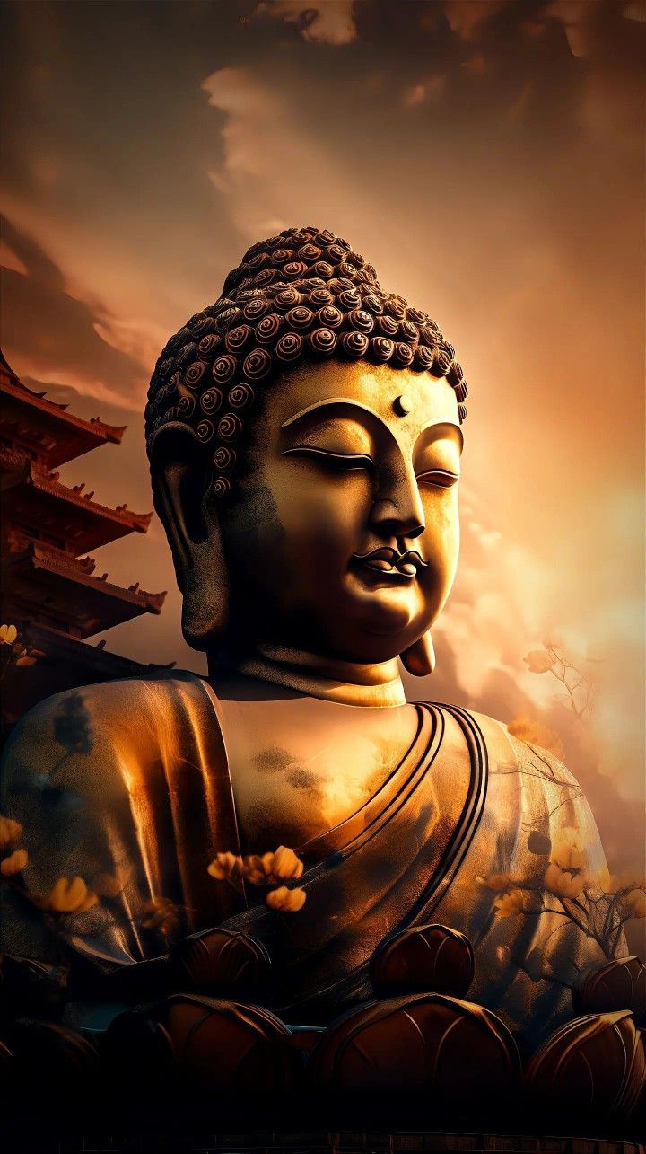 Golden Buddha statue in peaceful temple
