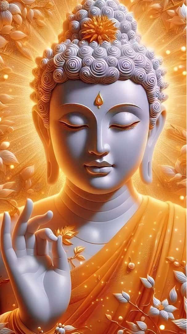Buddha with lotus flowers radiating peace