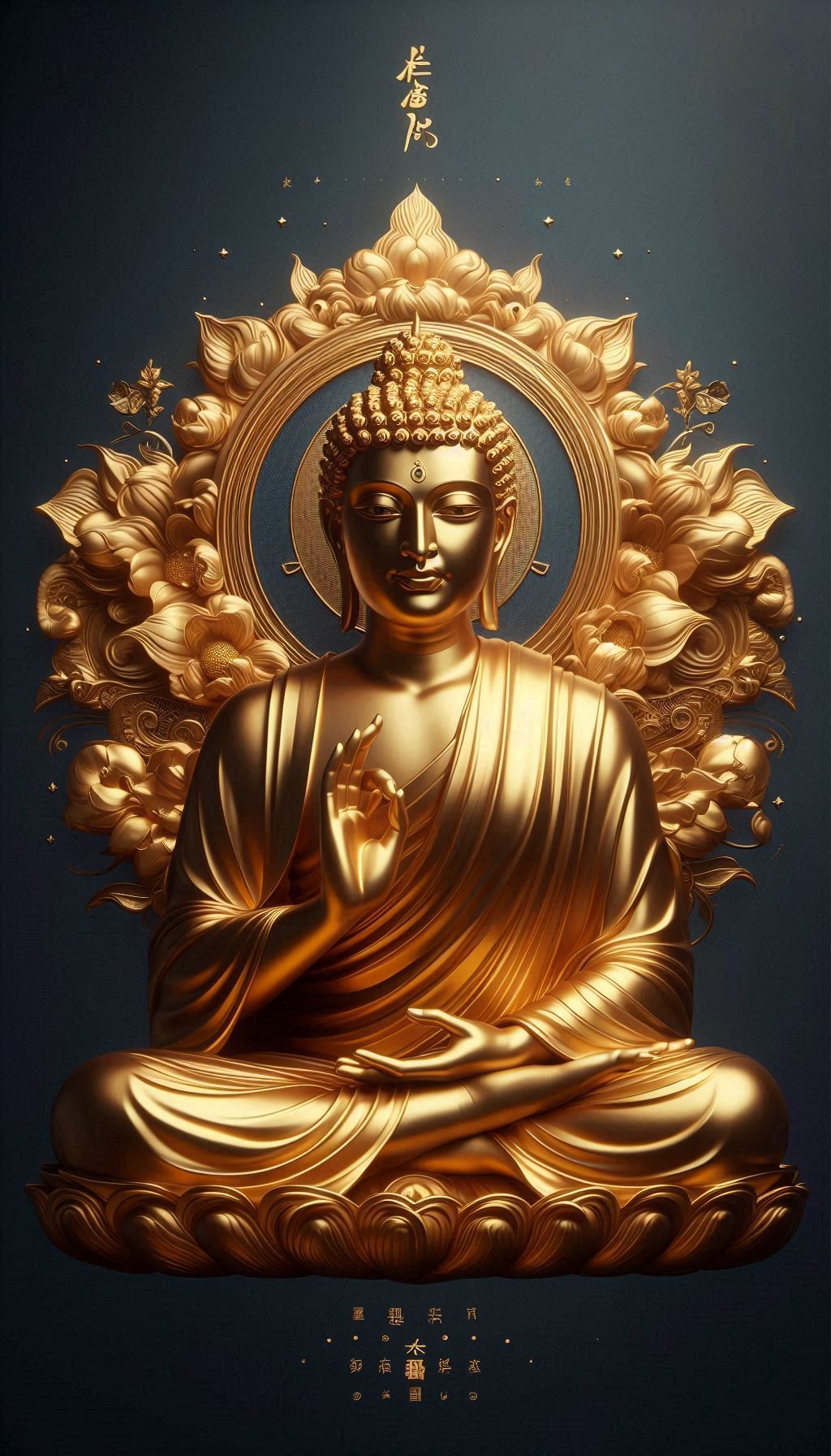Golden Buddha in lotus position