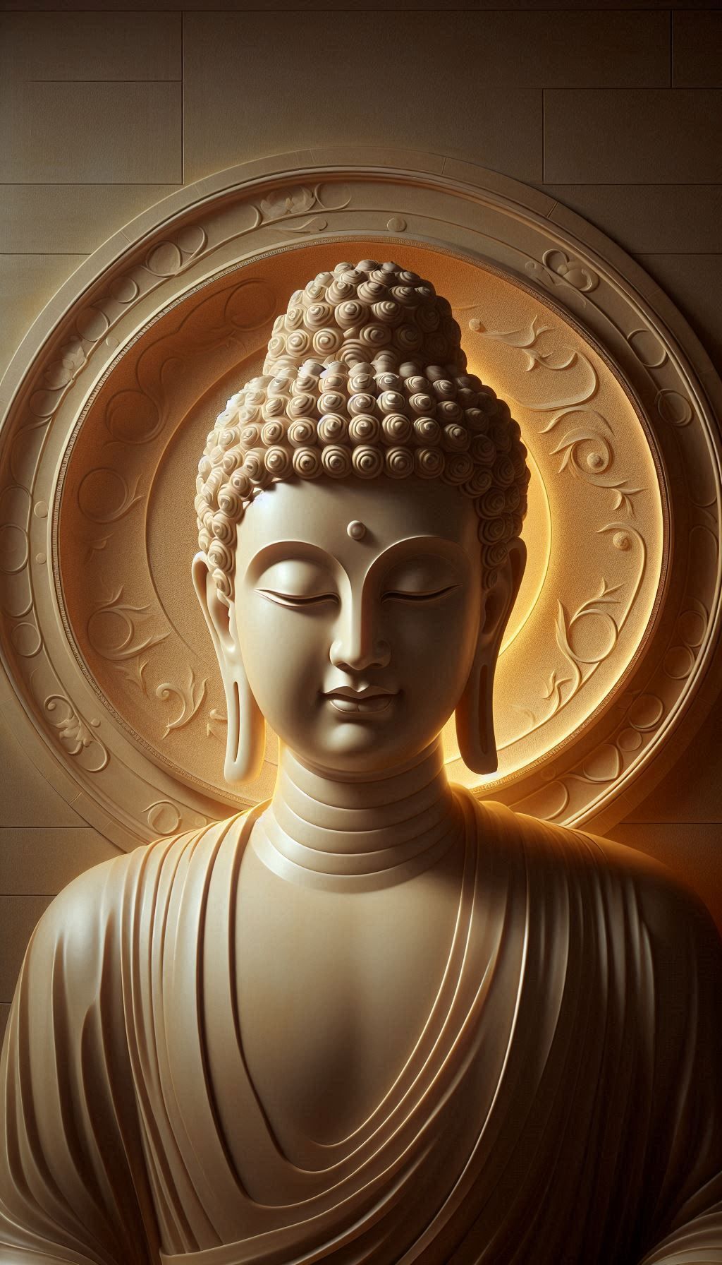 Golden Buddha face serene and peaceful