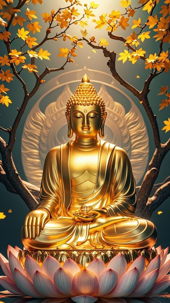 Buddha meditating on a lotus flower