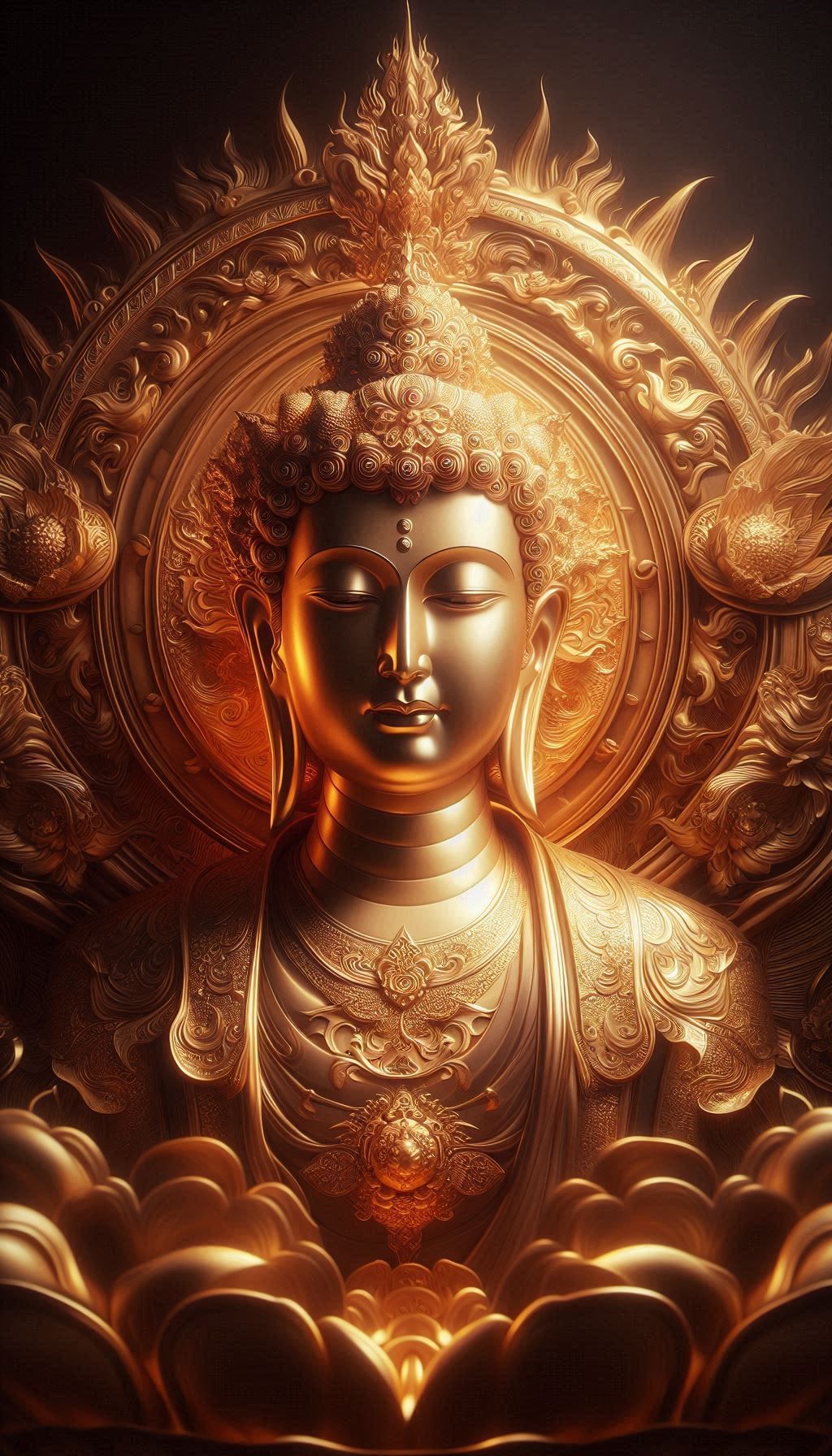 Golden Buddha serene portrait