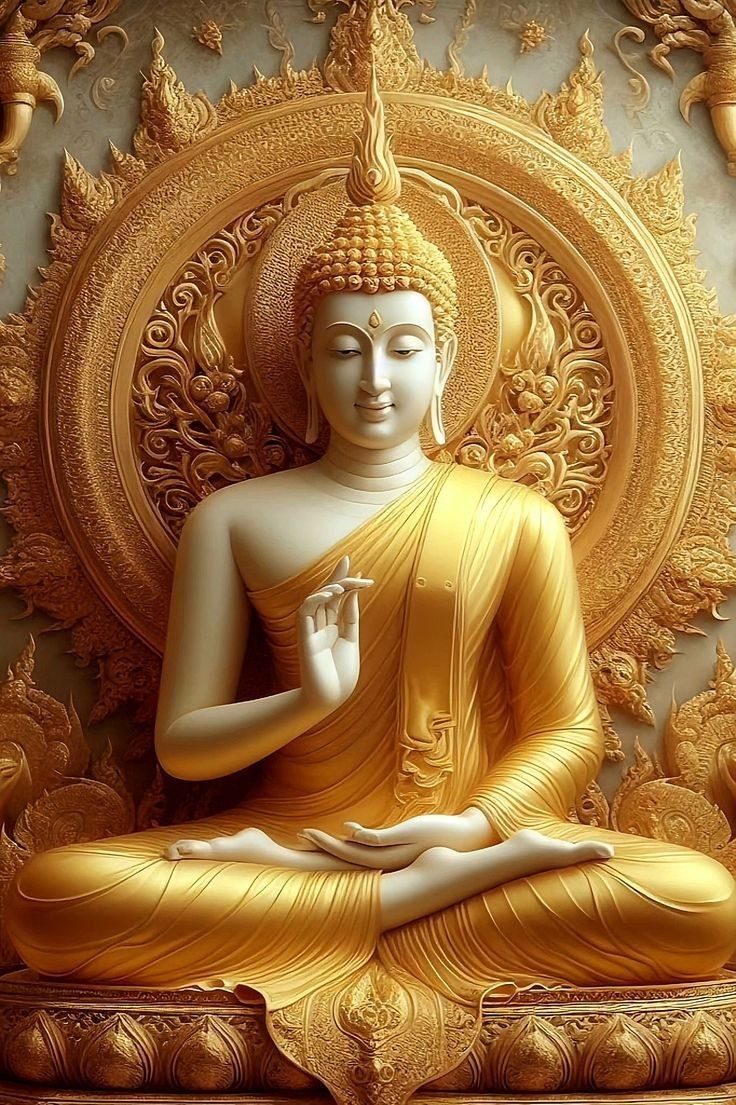 Golden Buddha meditating in lotus position
