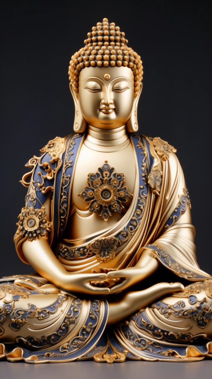 Golden Buddha statue in lotus position