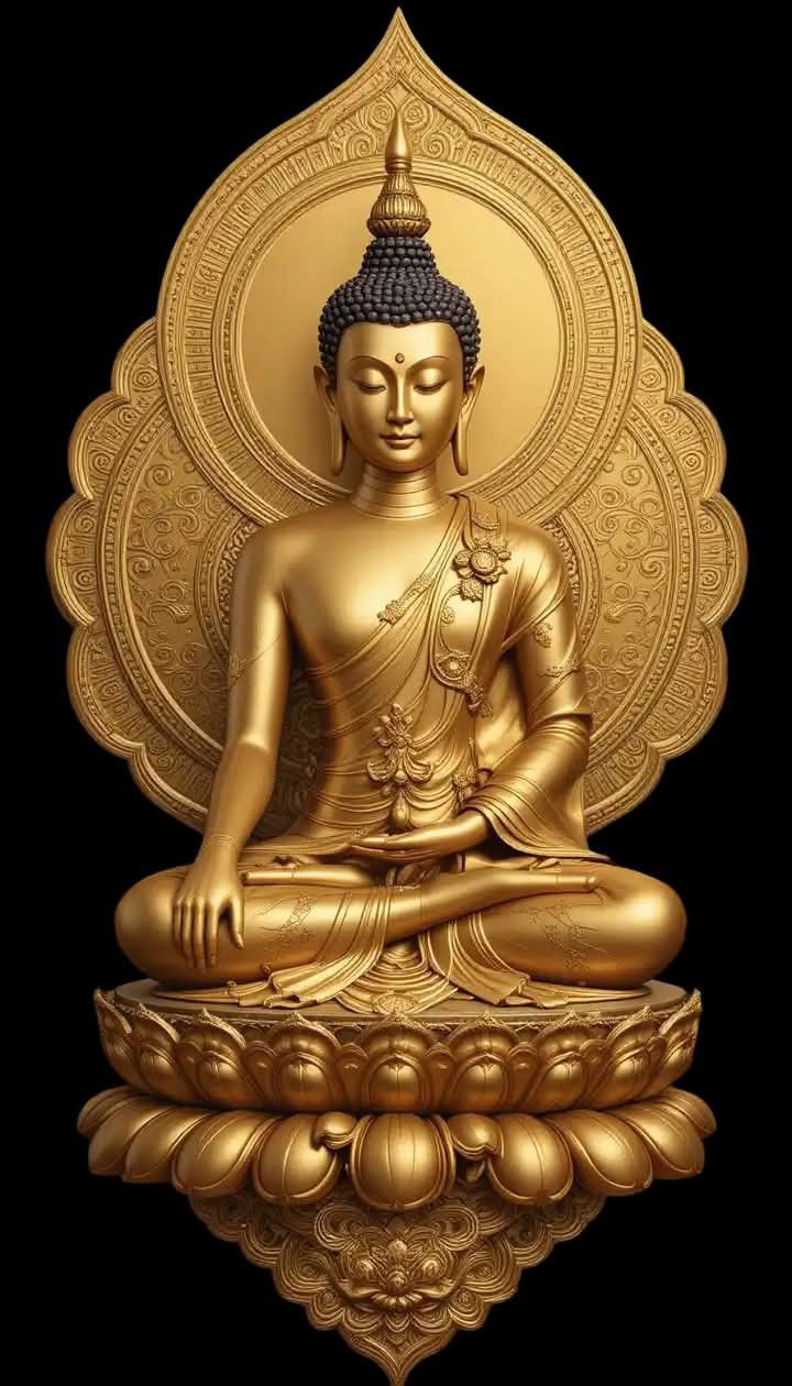 Golden Buddha in meditative lotus posture
