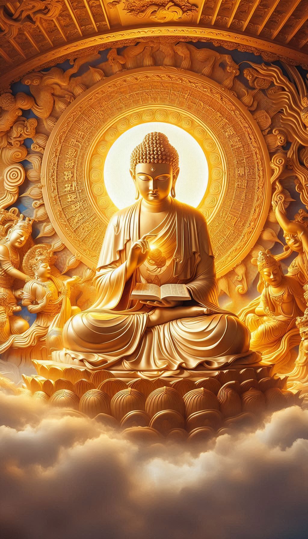 Golden Buddha in meditative pose.