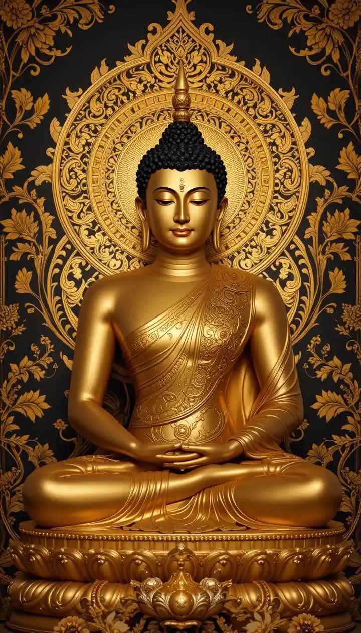 Golden Buddha in meditative pose.