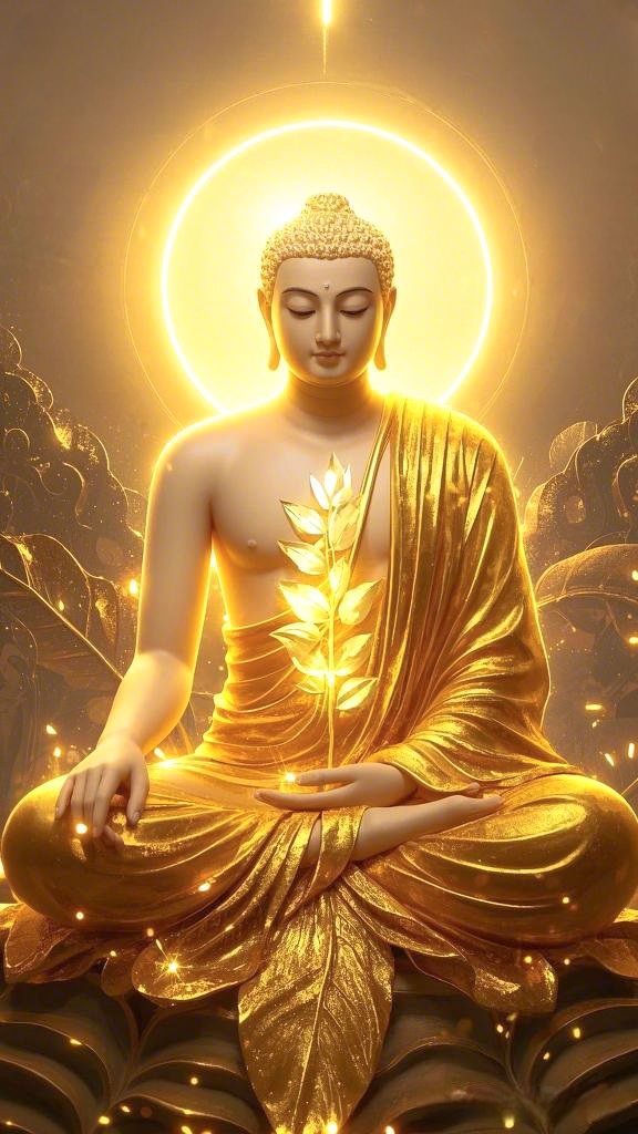 Golden Buddha in meditative pose.