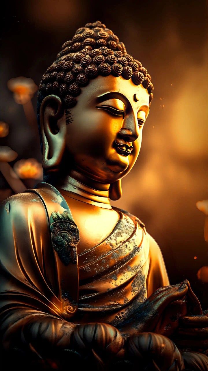 Golden Buddha statue in peaceful repose
