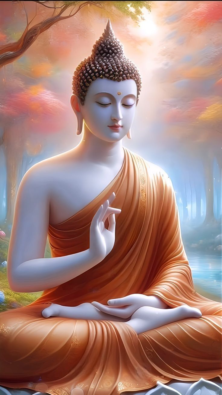 Buddha in meditative pose, golden aura