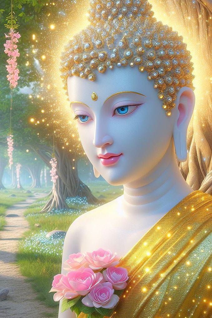Buddha portrait with golden aura