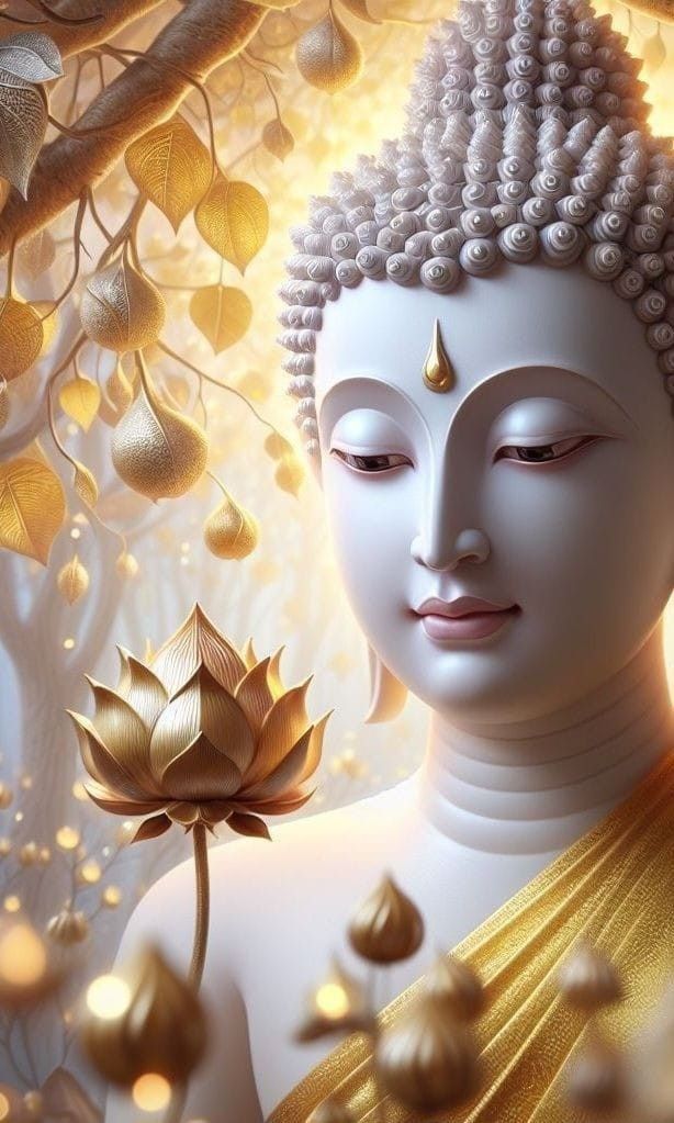 Buddha with golden lotus flower