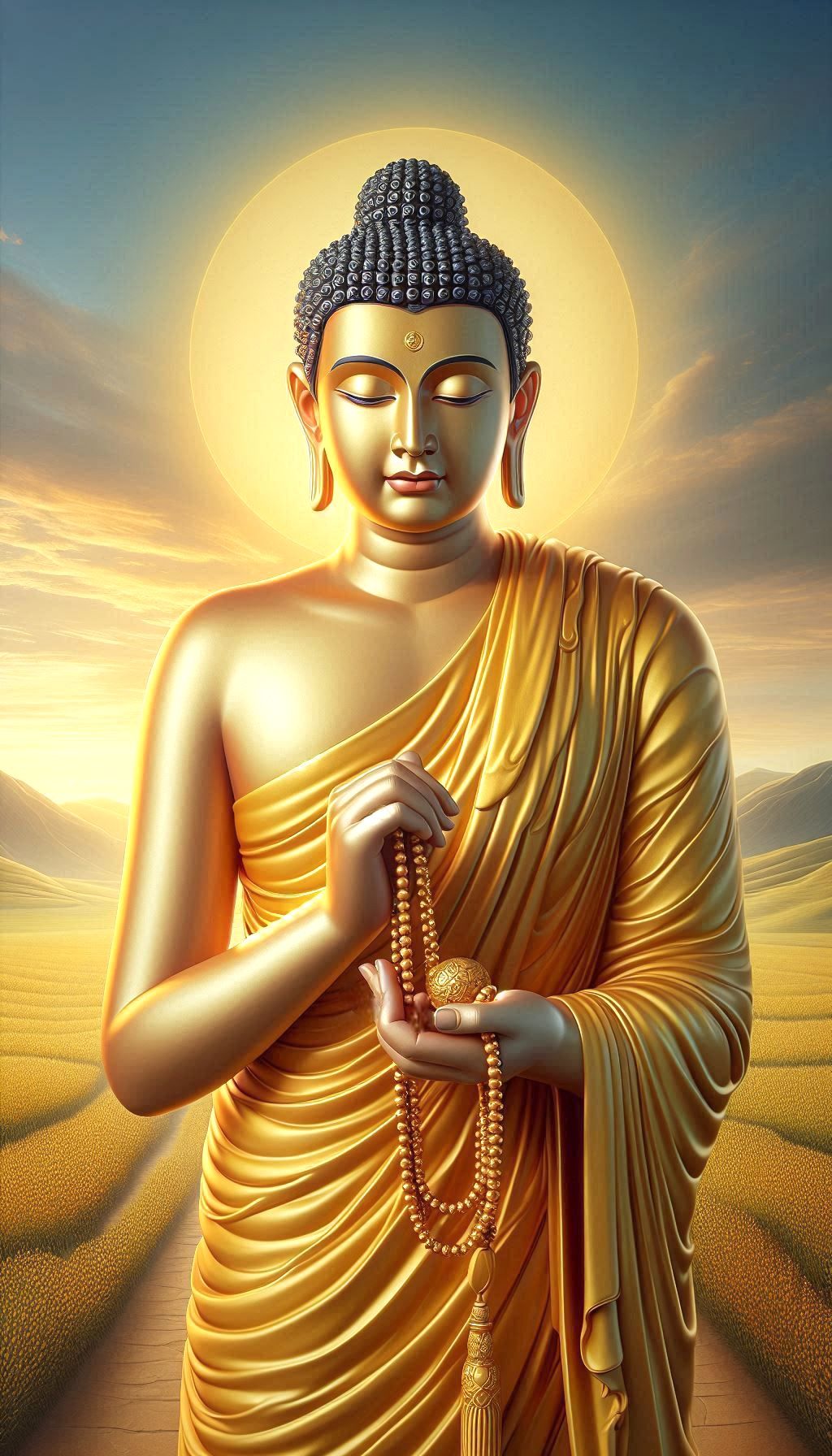Buddha in golden meditative pose