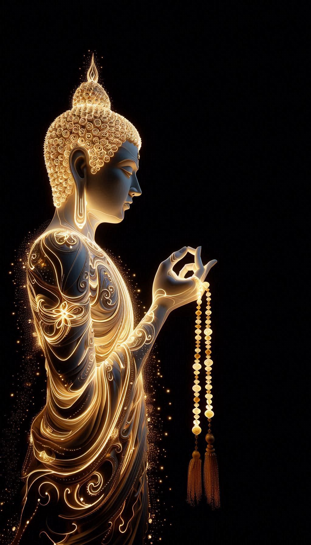 Golden Buddha in meditative pose