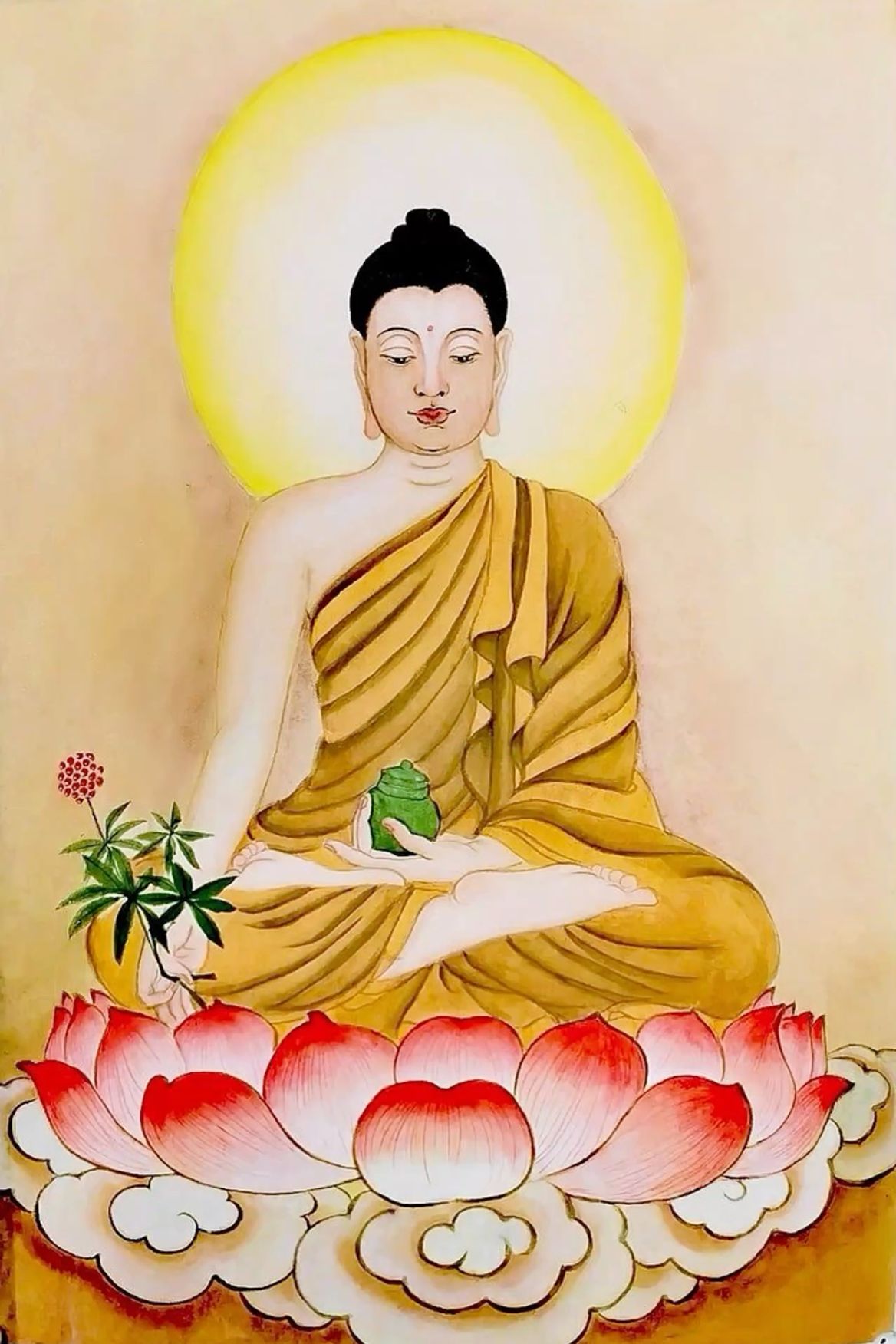 Buddha meditating on a lotus flower